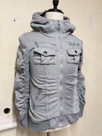 Shirring zip hoodie