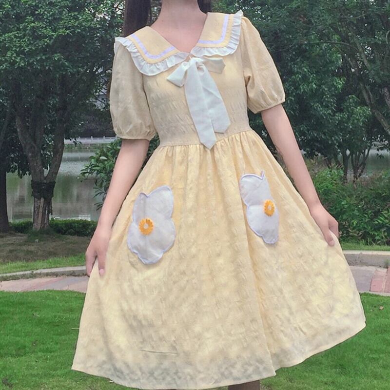 スプリングスタイルドレス プリーツネイビーリボンスカート 大人ガーリー スウィート キュート カジュアル 春物 萌量不足95331030533