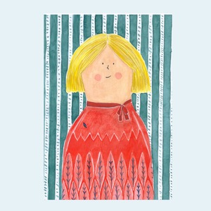 ポストカード　032番　「森柄の夫人」2020