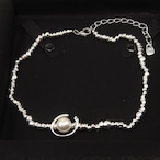 Silver half-moon shaped pearl patchwork necklace (ME387)