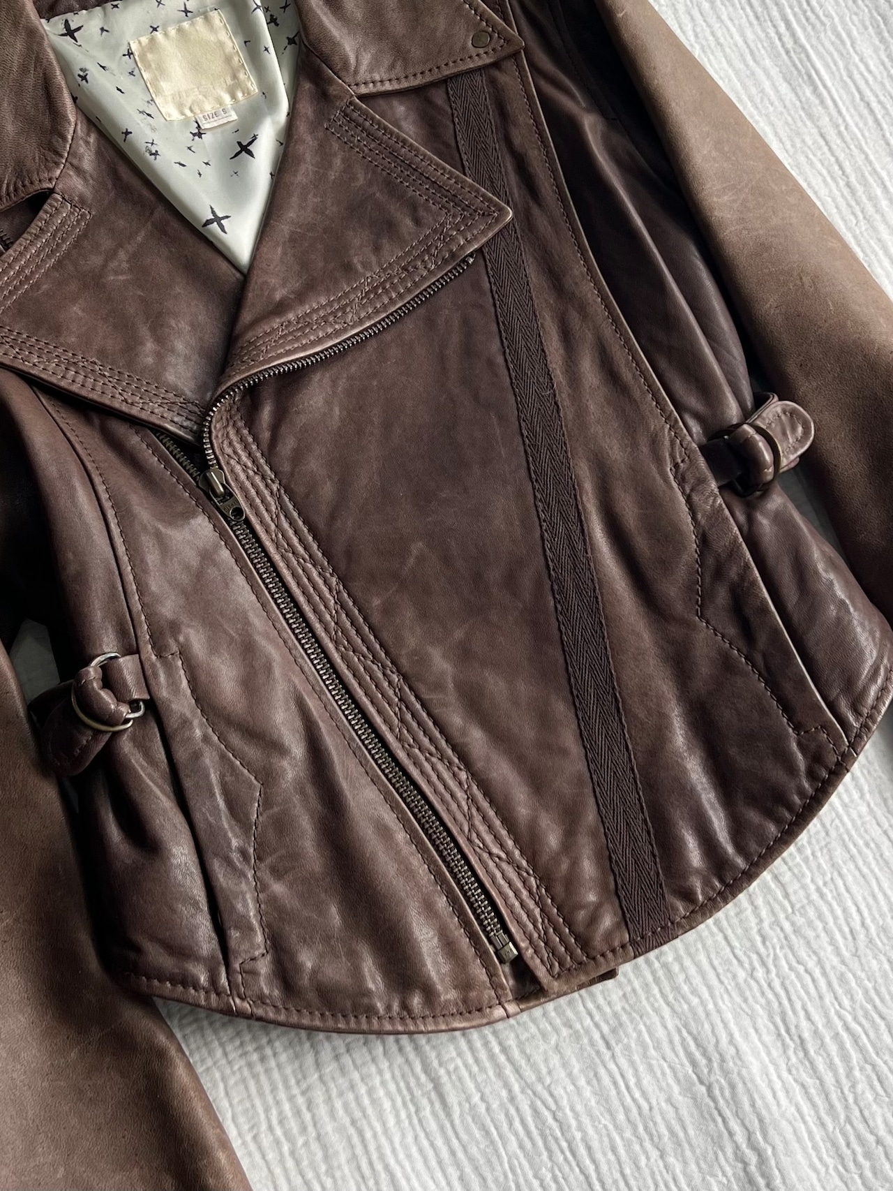 "DIESEL" Embroidery Short Leather Jacket