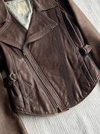 "DIESEL" Embroidery Short Leather Jacket