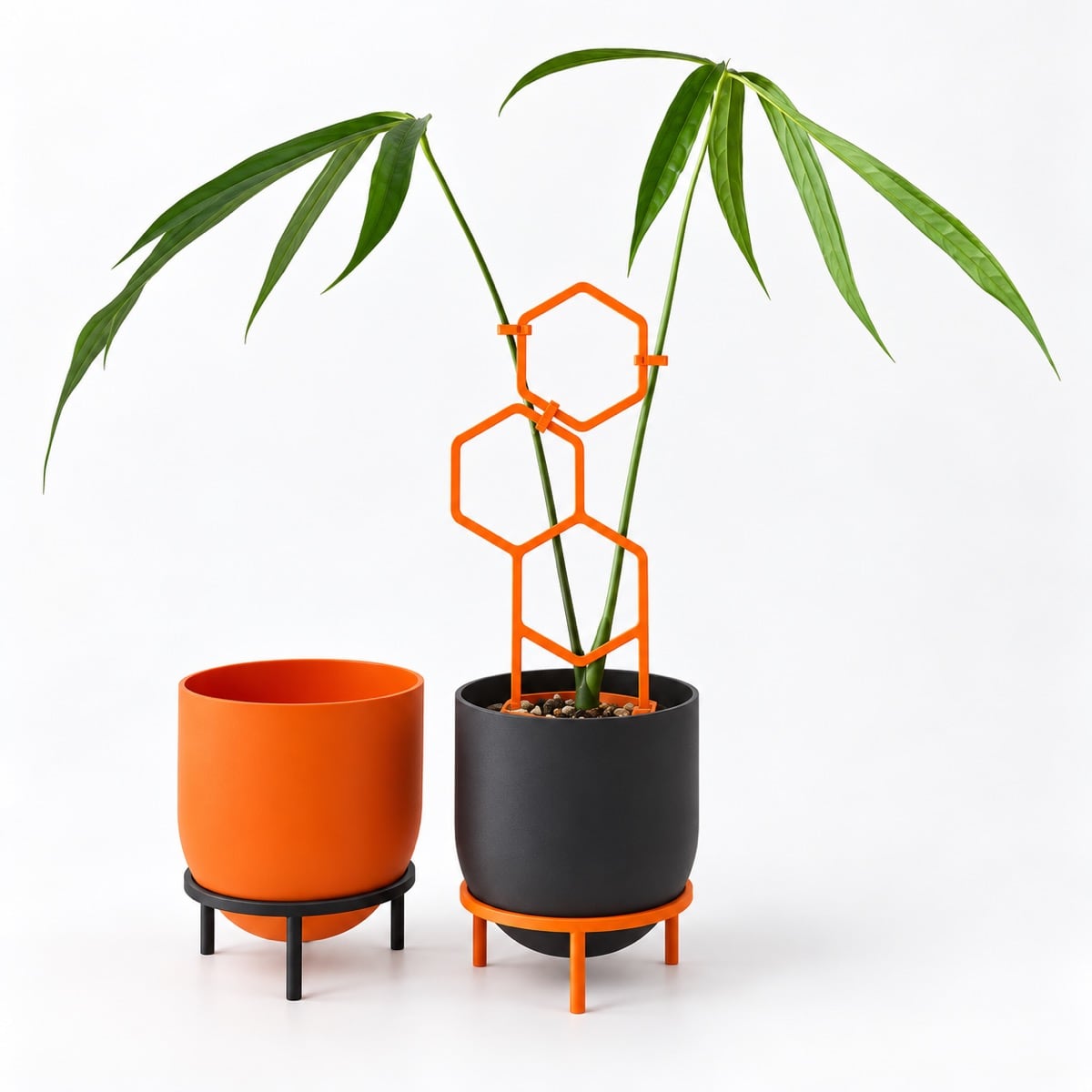 丸鉢スタンドセット - PLANTS POLEシリーズの3Dプリント製 鉢カバー＋3