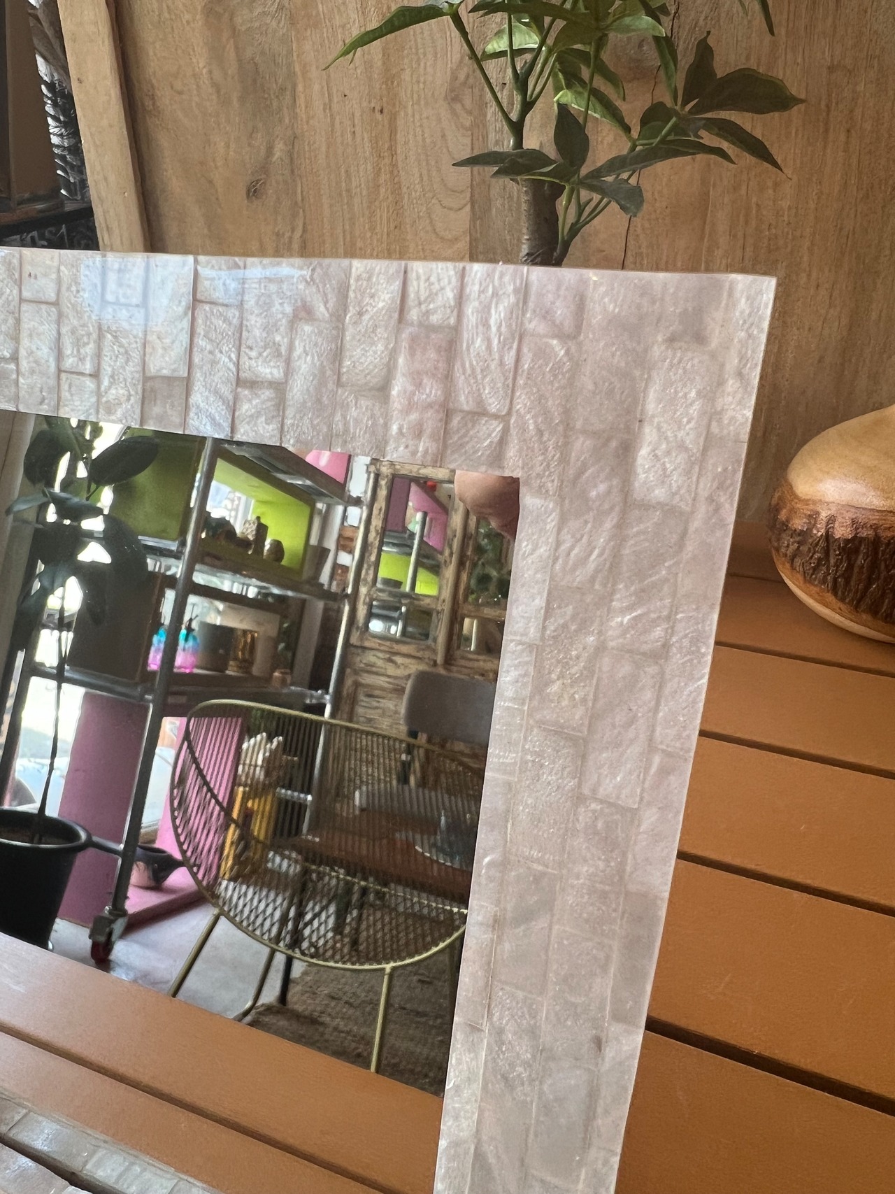 Shell Mosaic Tabletop Wall Mirror　シェルモザイク卓上・ウォールミラー　shell　シェル　ミラー　mirror　卓上ミラー
