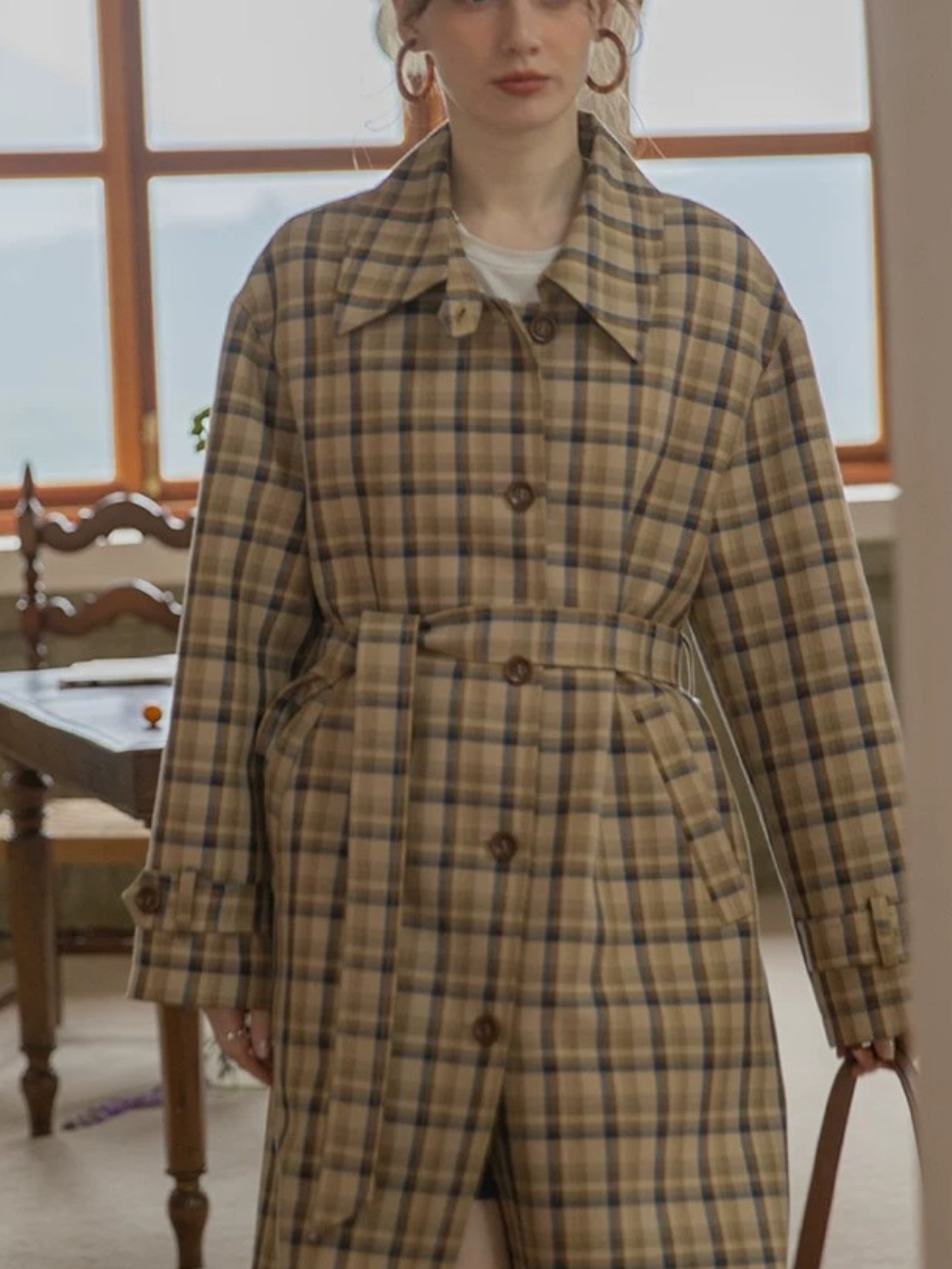 Arden Classic Check Trench Coat F0818