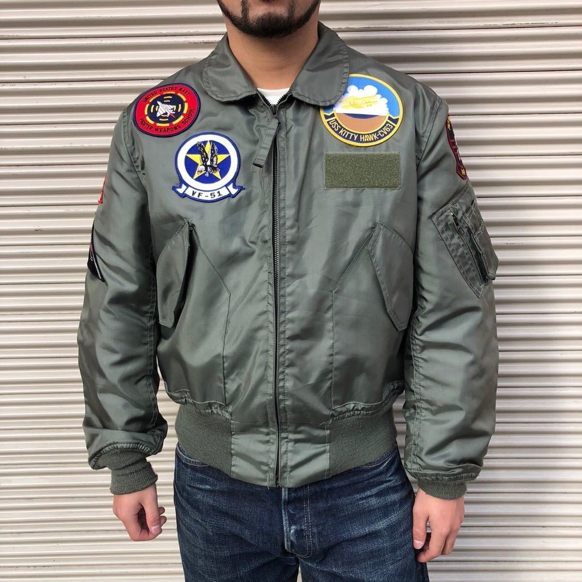 米軍 実用 隠れん ワッペン付き CWU-36/P フライトジャケット 42-44