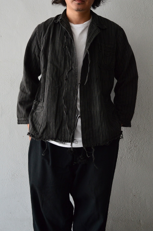 VENTITANK PROJECT Bulgarian Army 1950's-60's Dead Stock Custom Remade & Dyed Sumi Kuro Sleeping Shirt Jacket Type Black ブルガリア軍 スリーピングシャツ ジャケット 50s 黒染め