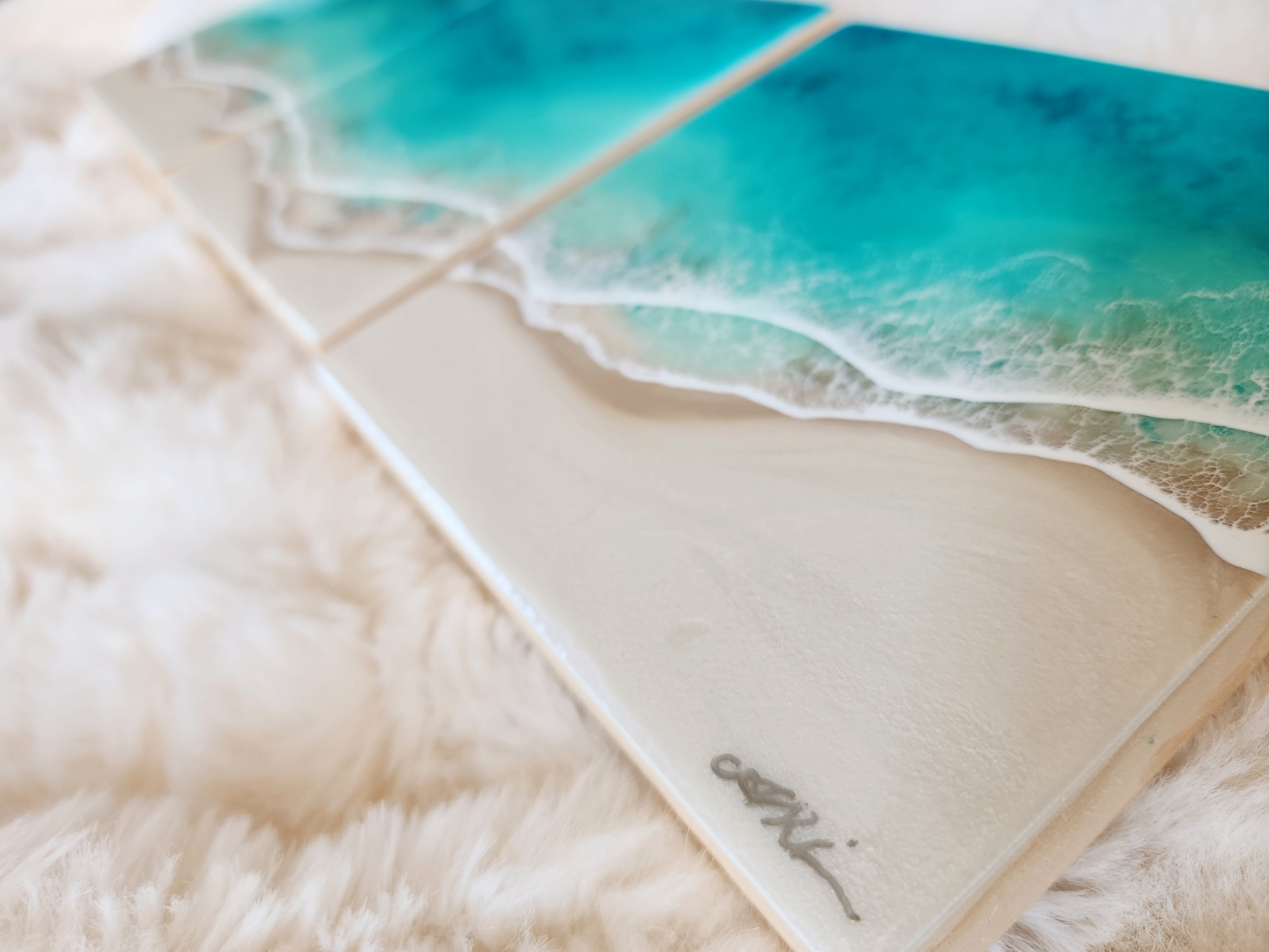 463.オーシャンレジンアート 3連パネル | Leaf Edgez