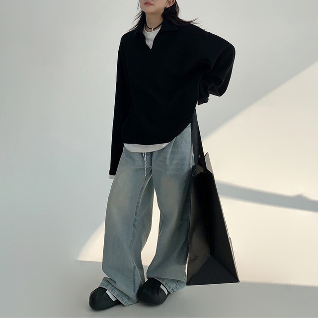 fake two-piece monochrome t-shirt　フェイクツーピースモノクロTシャツ　J0719