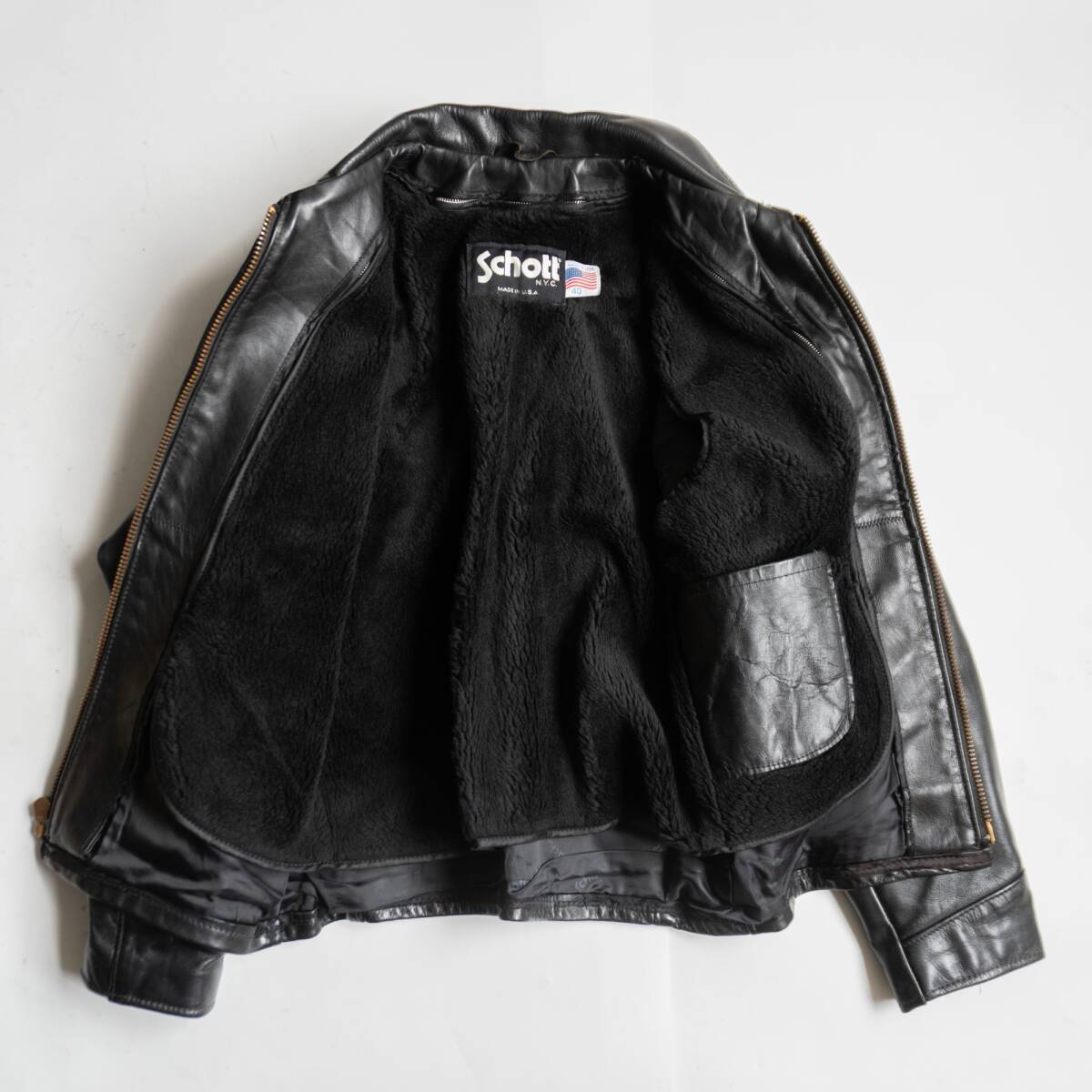 ◆極美品/2way/40インチ◆SCHOTT シングルライダース AT101 雰囲気抜群】SCHOTT【AT101/シングルライダースジャケット】40 襟