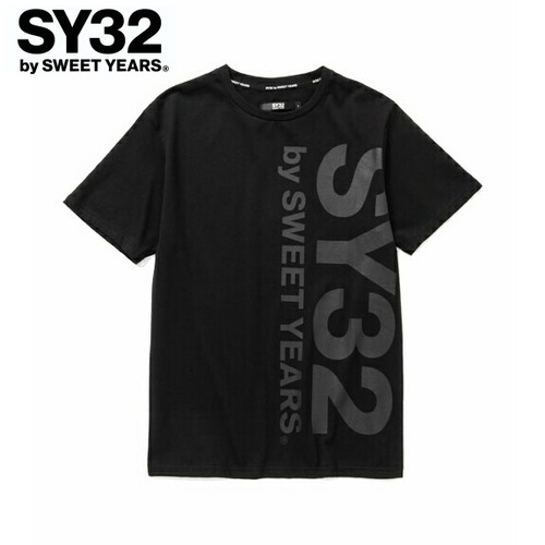 SY32 by SWEET YEARS エスワイサーティトゥ Tシャツ 半袖 クルーネック メンズ VERTICAL LOGO TEE 13074J BLACK×BLACK