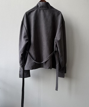 アシンメトリードレープシャツジャケット A0637