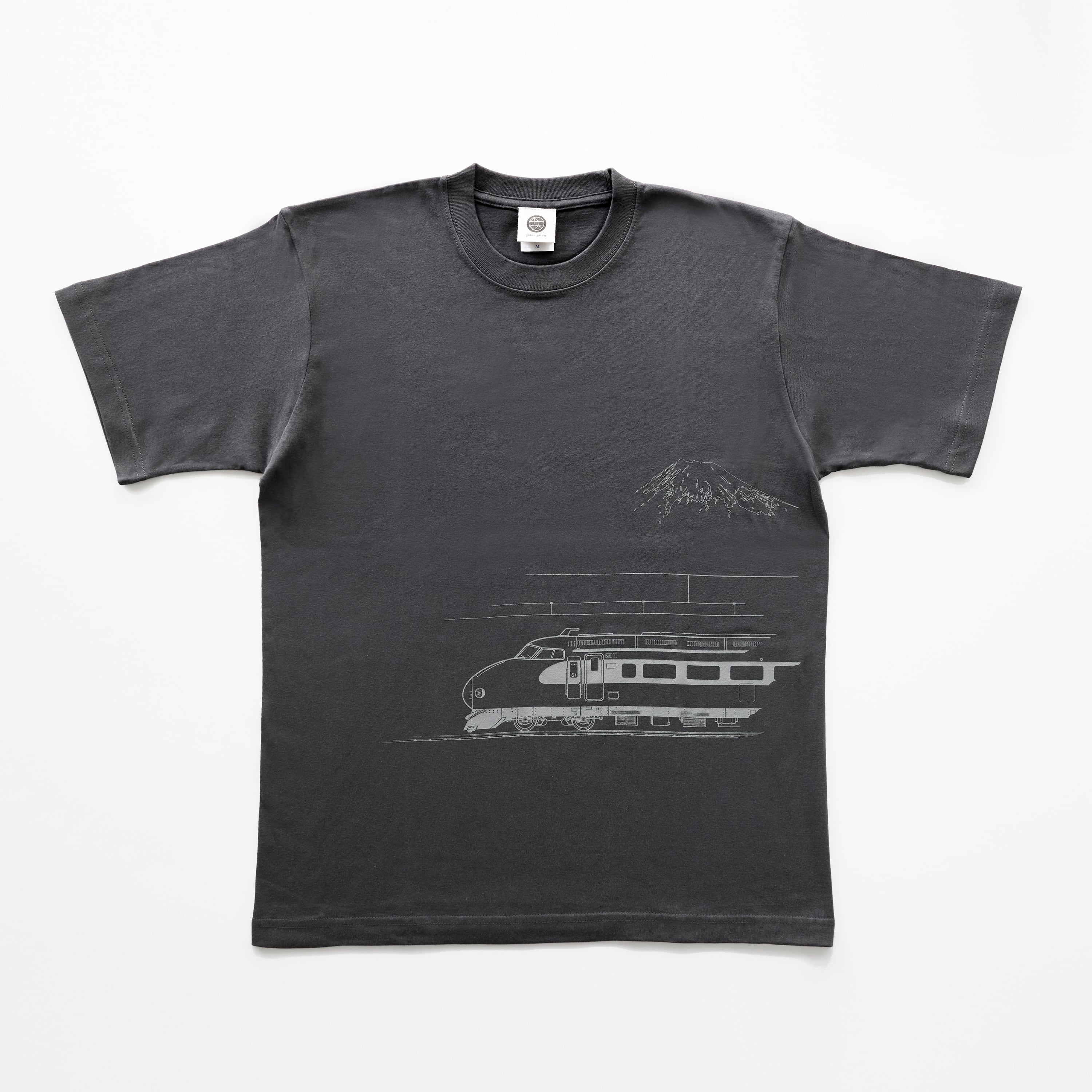 鉄道Tシャツ|東海道新幹線 0 系大窓タイプ・富士山(DarkGray × Gray ) ダークグレー × グレー JR東海承認済 鉄道グッズ Shinkansen Mt.FUJI T-shirt 父の日 ギフト プレゼント