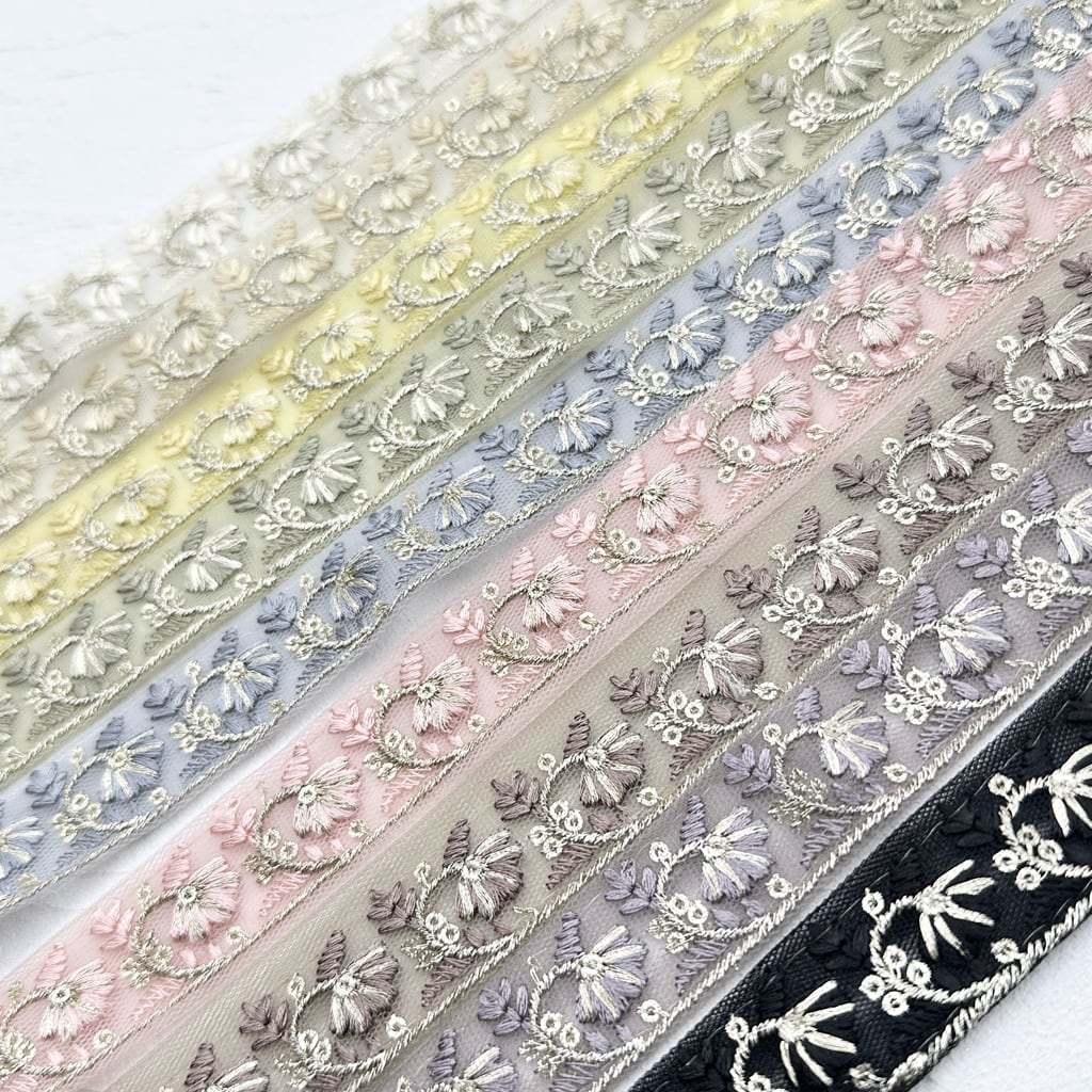 スパークル [レモン]インド刺繍リボン 2579 | インド刺繍リボン専門店