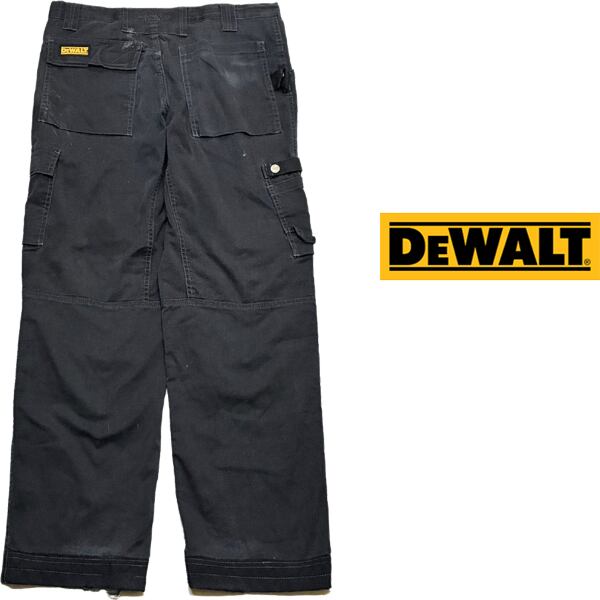 1点物◇DeWaltダブルニー黒カーゴパンツ古着メンズ30レディースOK