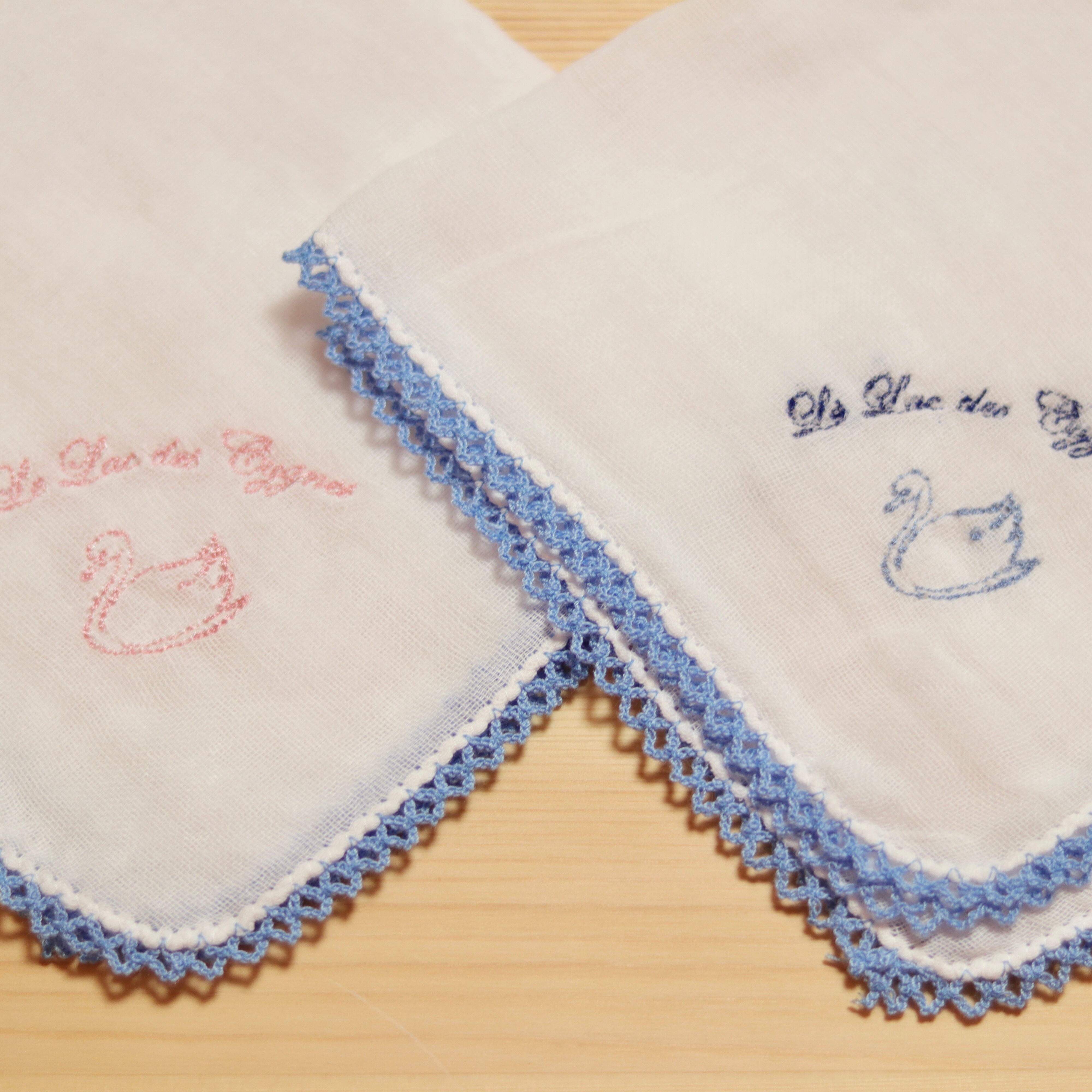 オリジナル刺繍ガーゼハンカチピコレース Alice Cafe