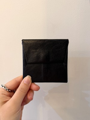 HERMES / vintage simple black coin case.(o)