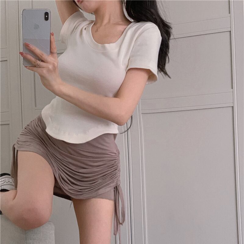 シャツ サマーハイウェストプリーツスカート 夏物 ガールズファッション14396707397