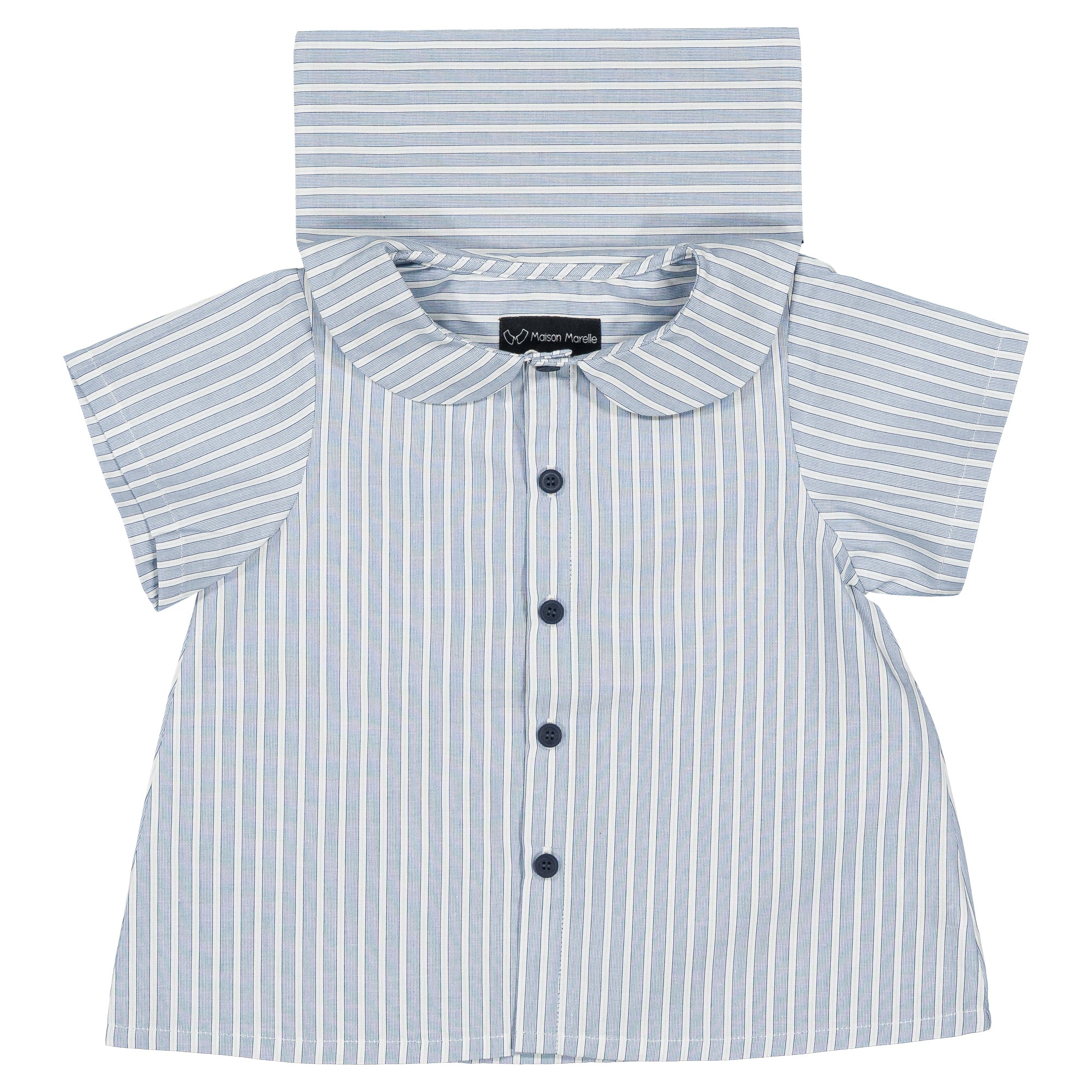 予約【Maison Marelle】Shirt MONCEAU - blue stripes / 12M~5Y / 6月上旬以降入荷