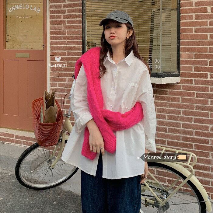 ホワイトシャツ スタンダードスタイルジャケット スプリングルーズトップス コート ロング レトロ 春物 モンロー51680744940