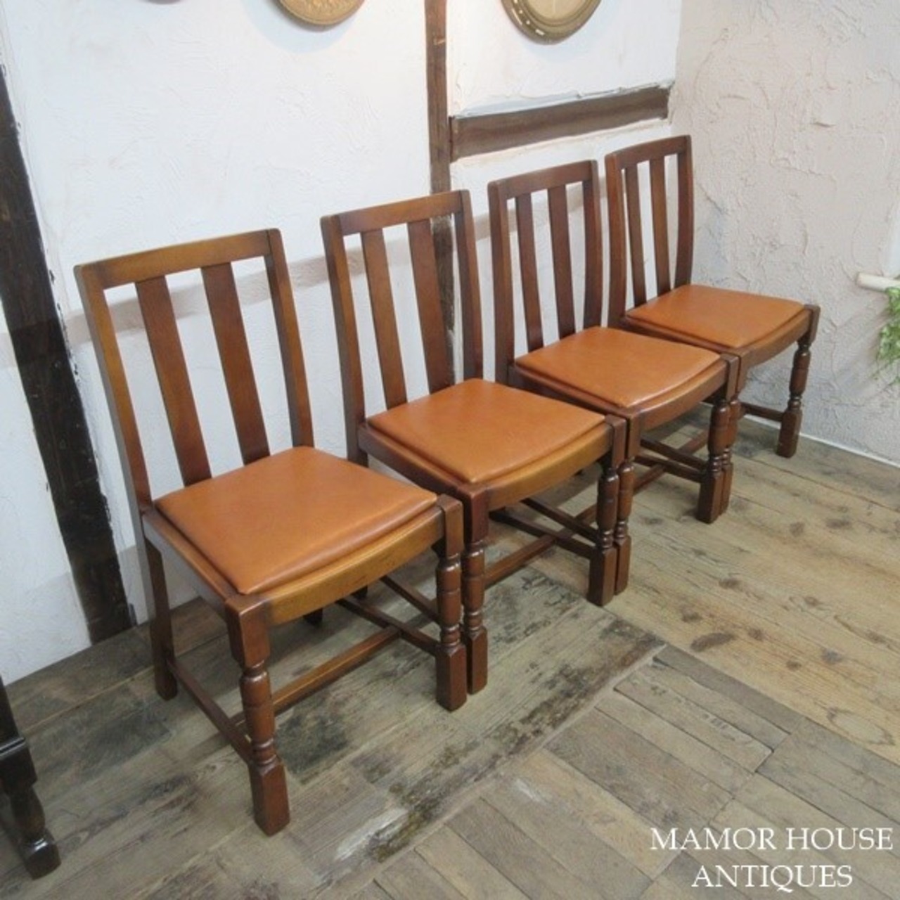 イギリス アンティーク 家具 ダイニングチェア 4脚セット 椅子 イス  