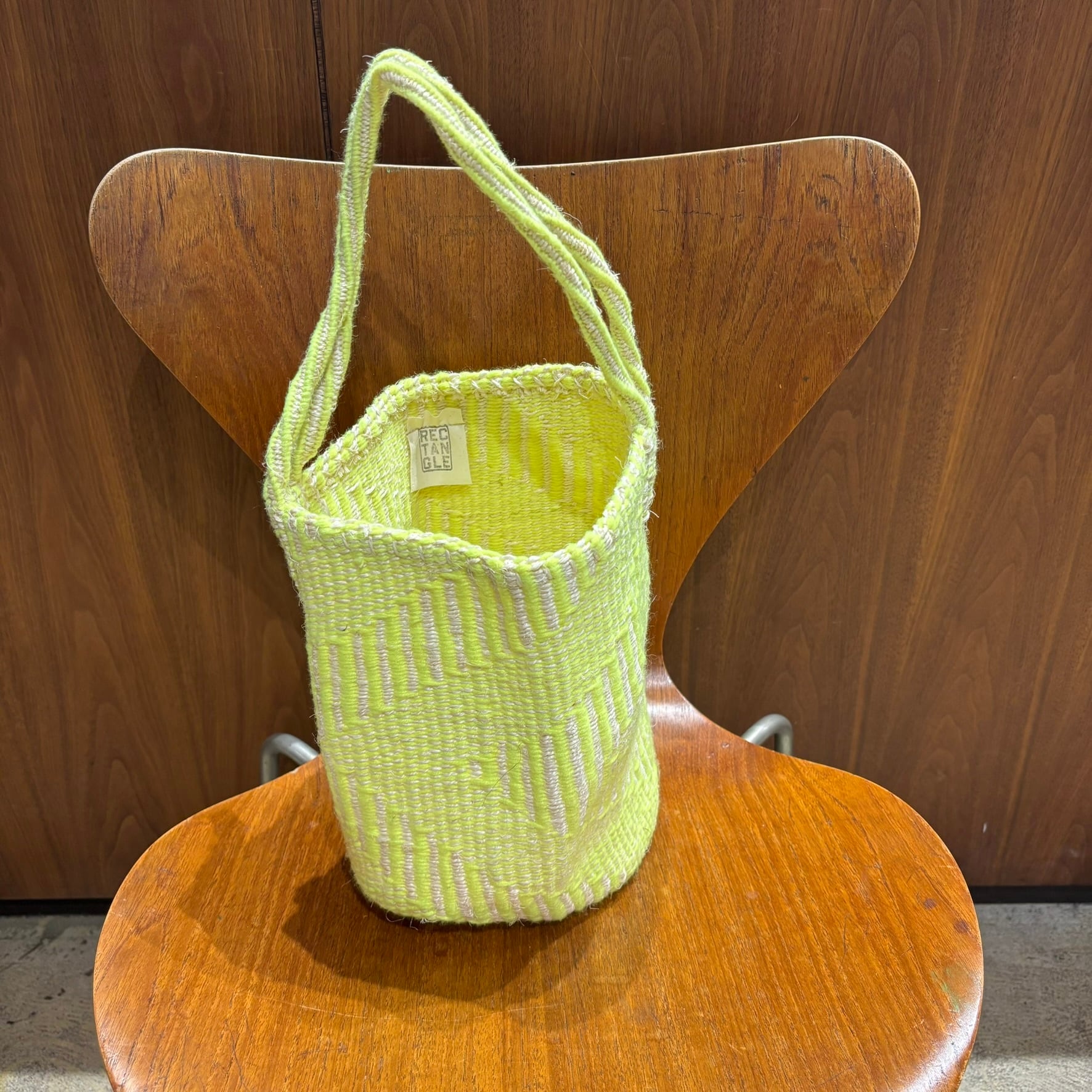 RECTANGLE : サイザルバスケット ジグザグ柄 レモン
