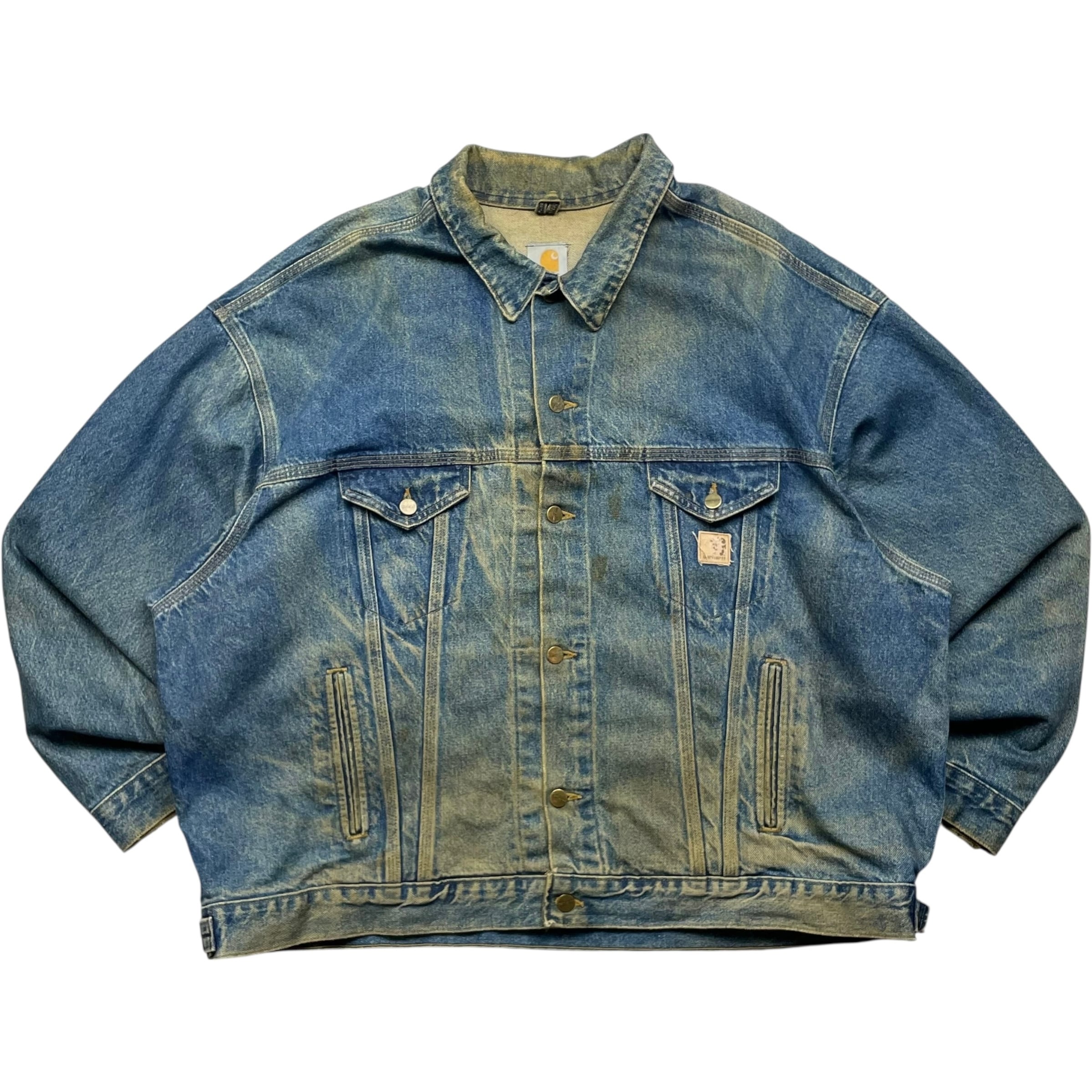 《XXXL》 Carhartt カーハート デニムトラッカージャケット ワークジャケット 色落ち ブルー USA製 no.9013