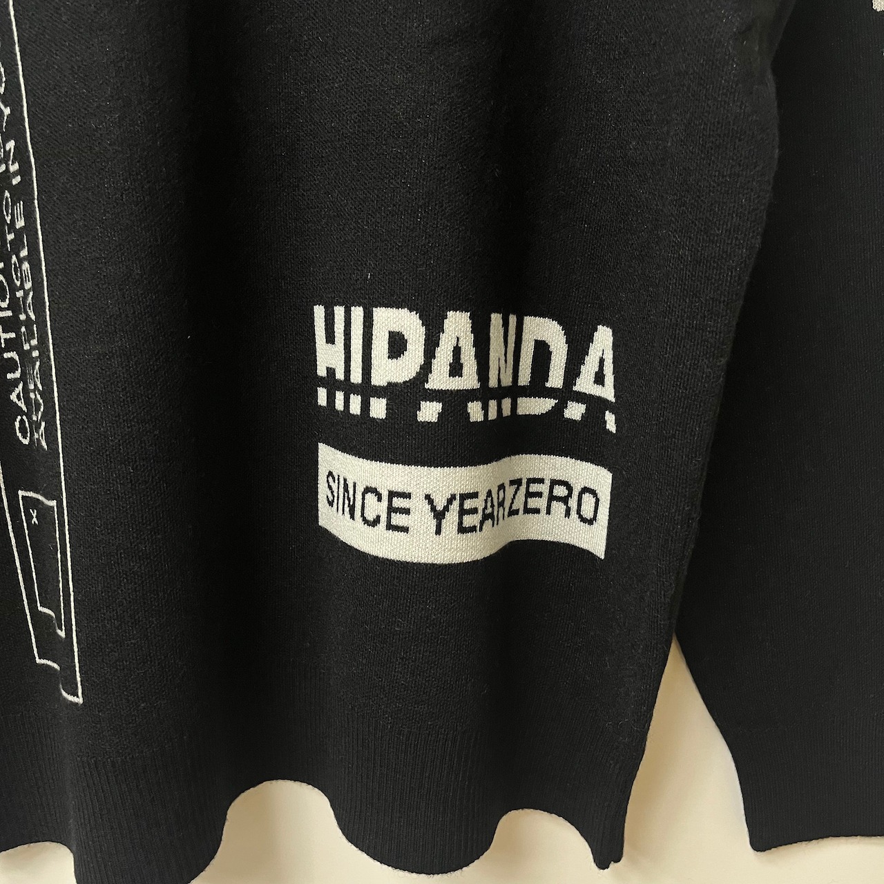 【HIPANDA ハイパンダ】メンズ バスキア パロディ ジャガード セーター MEN'S Jean-Michel Basquiat PARODY JACQUARD SWEATER / WHITE・BLACK