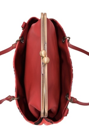 [JERI MARL] ゴブラン織り ショルダーバッグ (ハナレッド) 工房 手作り 日本製 エコパッケージ MX-0039-321