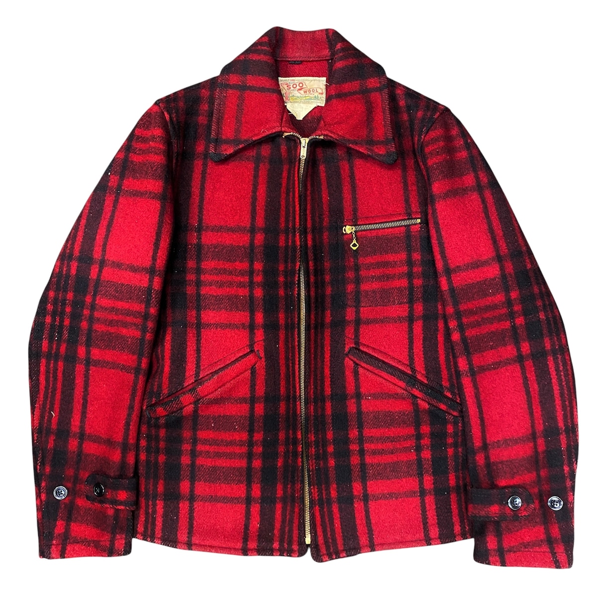 50s 60s SOO WOOLEN MILLS check wool sports jacket 36 ウール 