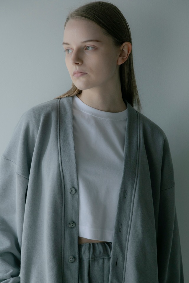 Round Hem Sweat Cardigan Ice Grey