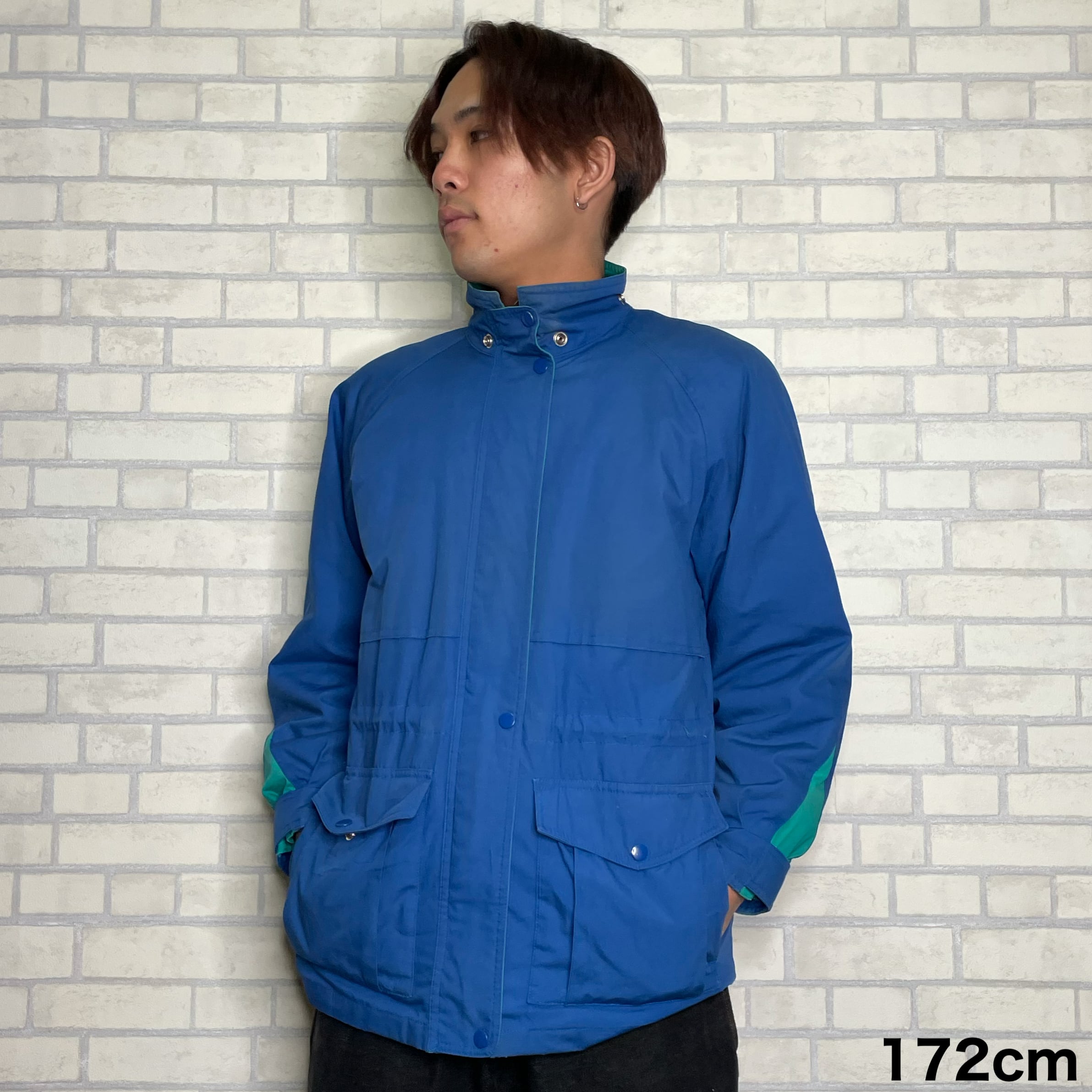 TOWNE LONDON FOG ナイロンジャケット L ブルー ラグランスリーブ 裏地 