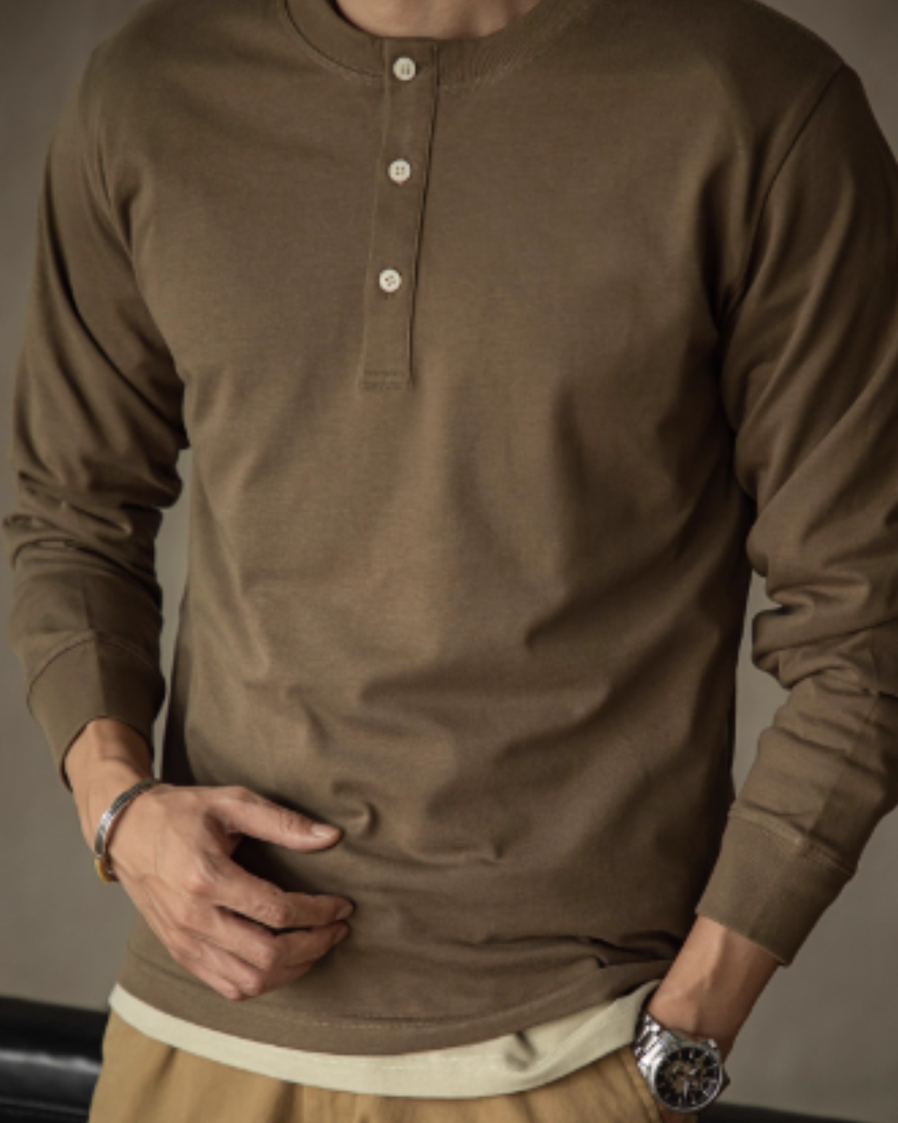 ヘンリーネックロングスリーブTシャツ  TB1676・画像2