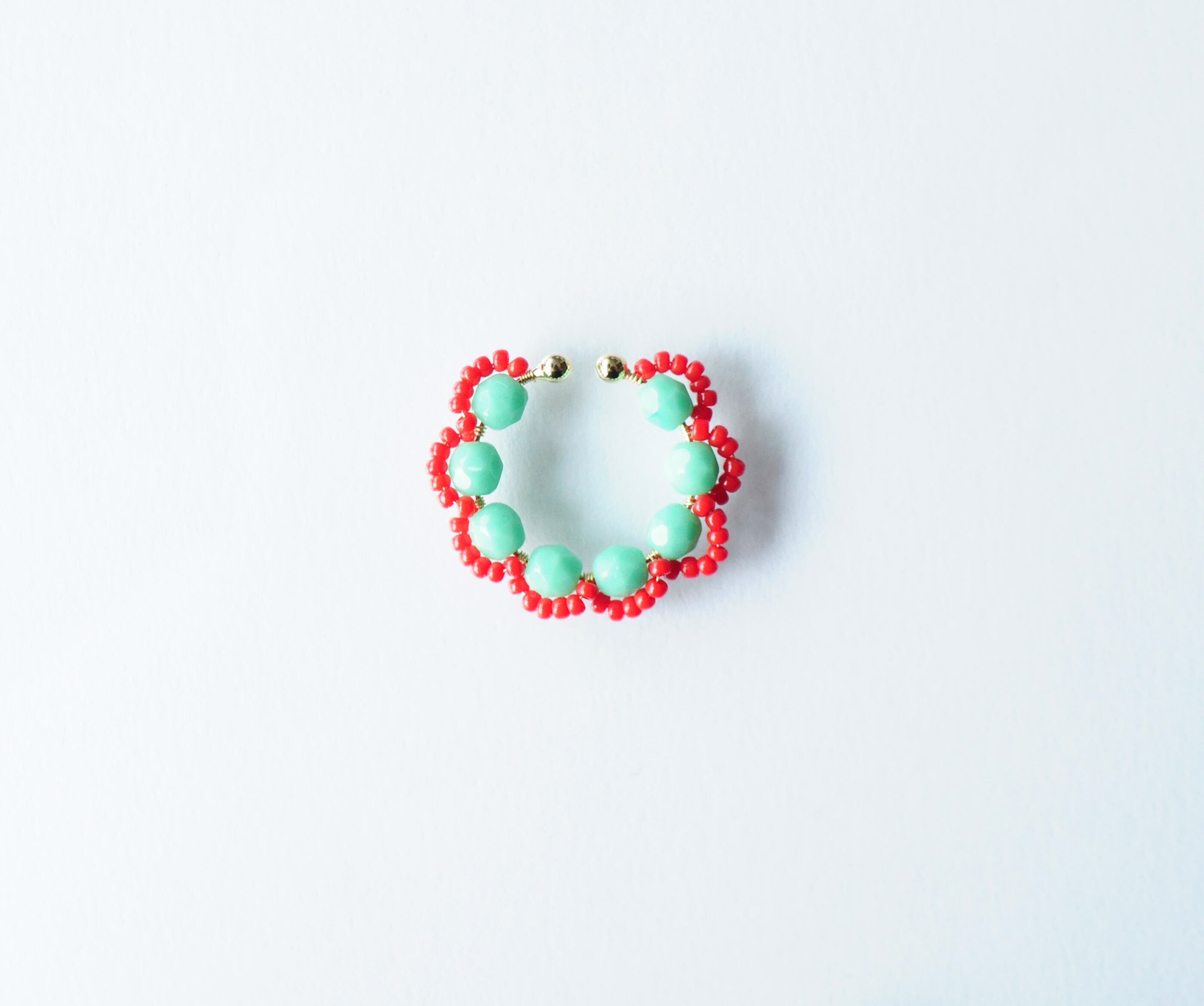 ＜Rollo～イロヅクビジュー～＞イヤーカフ『 Mint × Apple 』