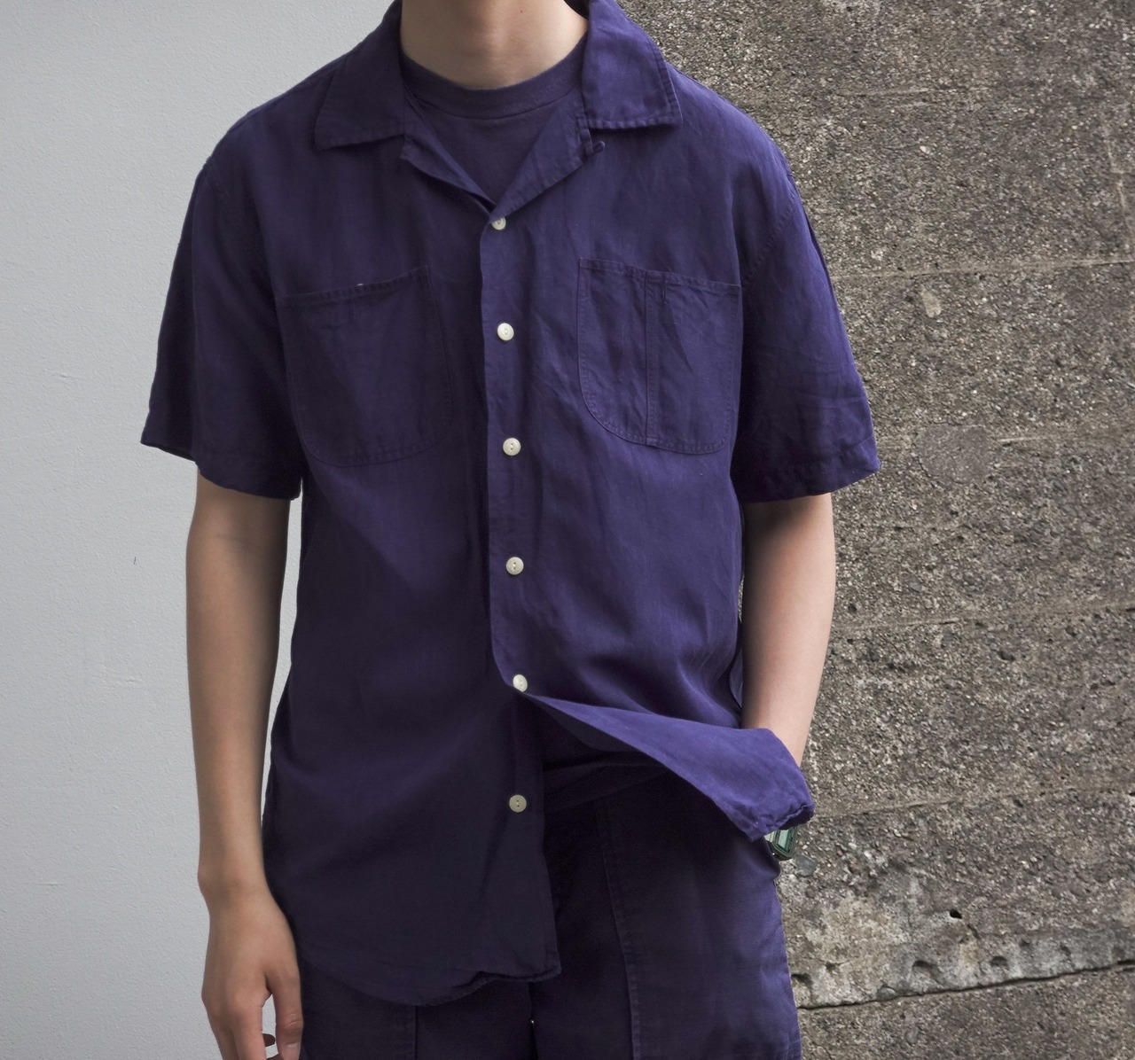 1990's Polo by Ralph Lauren silk linen open collar shirt