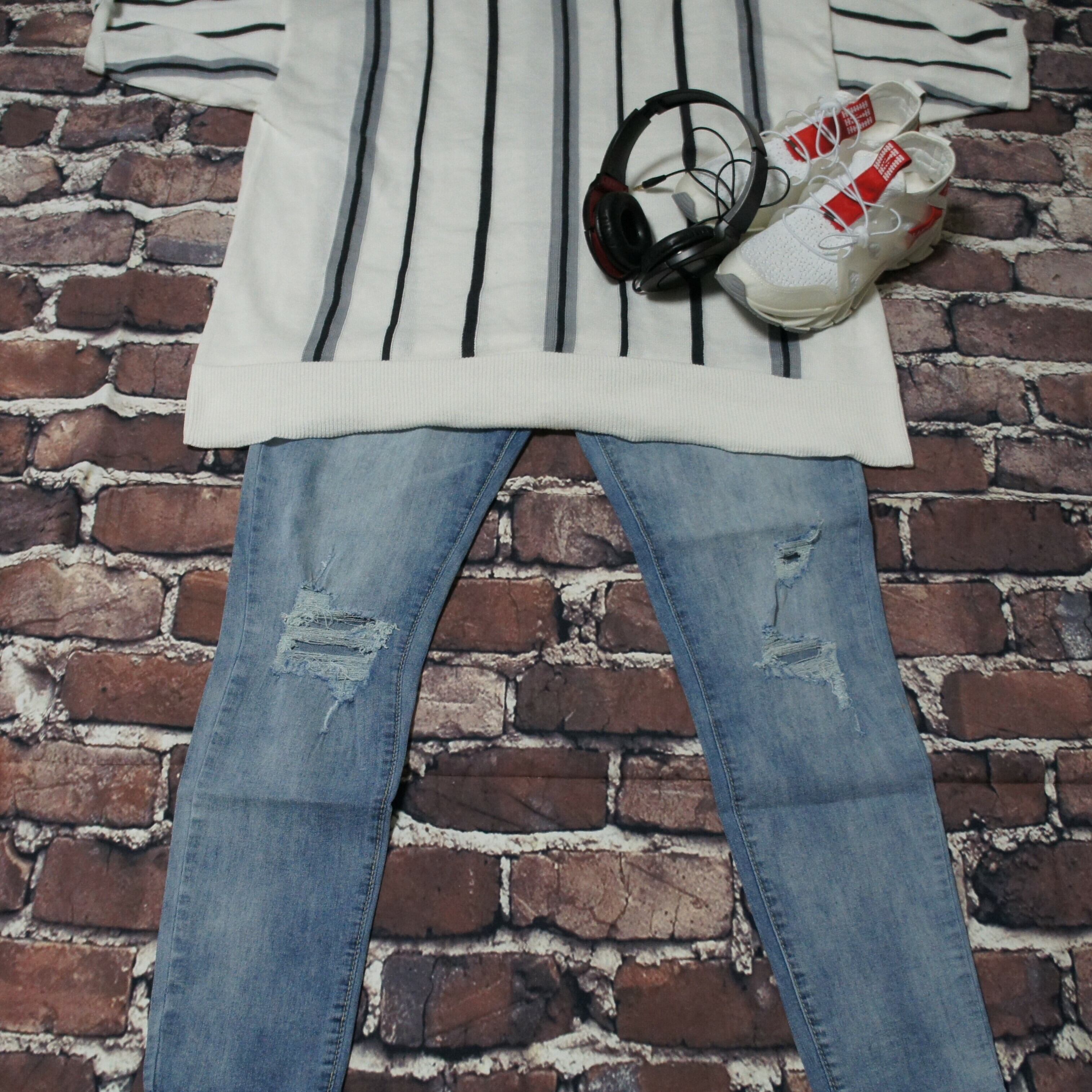 ☆ストリート系ダメージデニム/クラッシュデニム/メンズ/ジーンズ『M