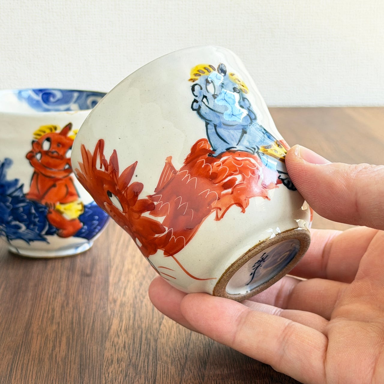 龍に鬼シリーズ」湯呑（ 赤鬼 / 青鬼 ） 波佐見焼 陶工房 楽-RAKU