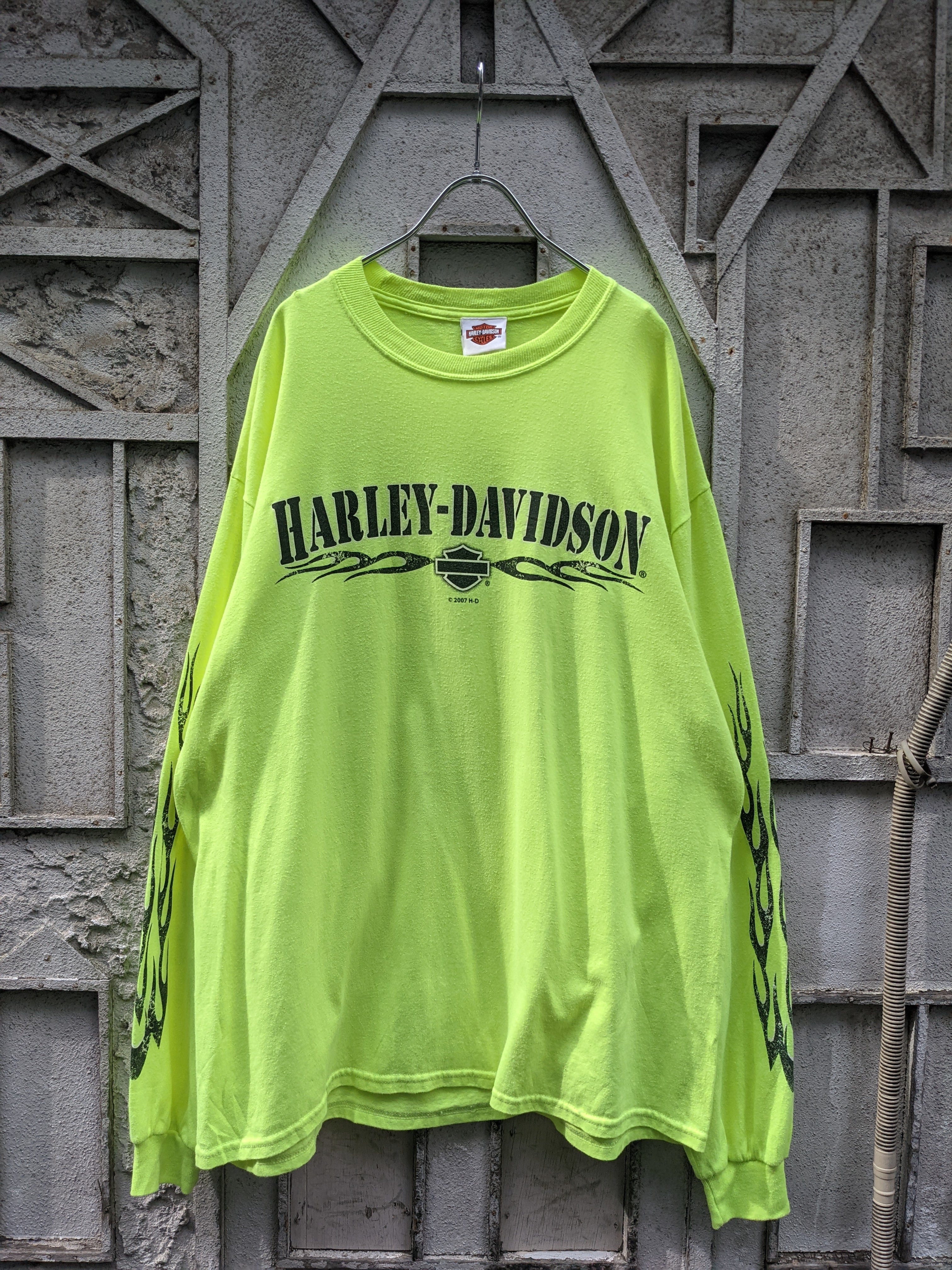 "HARLEY DAVIDSON" neon color print L/S