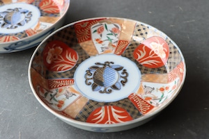伊万里焼 色絵 桃手 花鶉文 中皿 五寸/Imari medium size plate