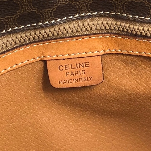 CELINE セリーヌ マカダム トートバッグ ブラウン PVCレザー A4 vintage ヴィンテージ オールド dg7fjk