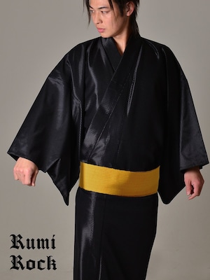 【受注商品】Rumi Rockきもの「バーズアイ」ブラック