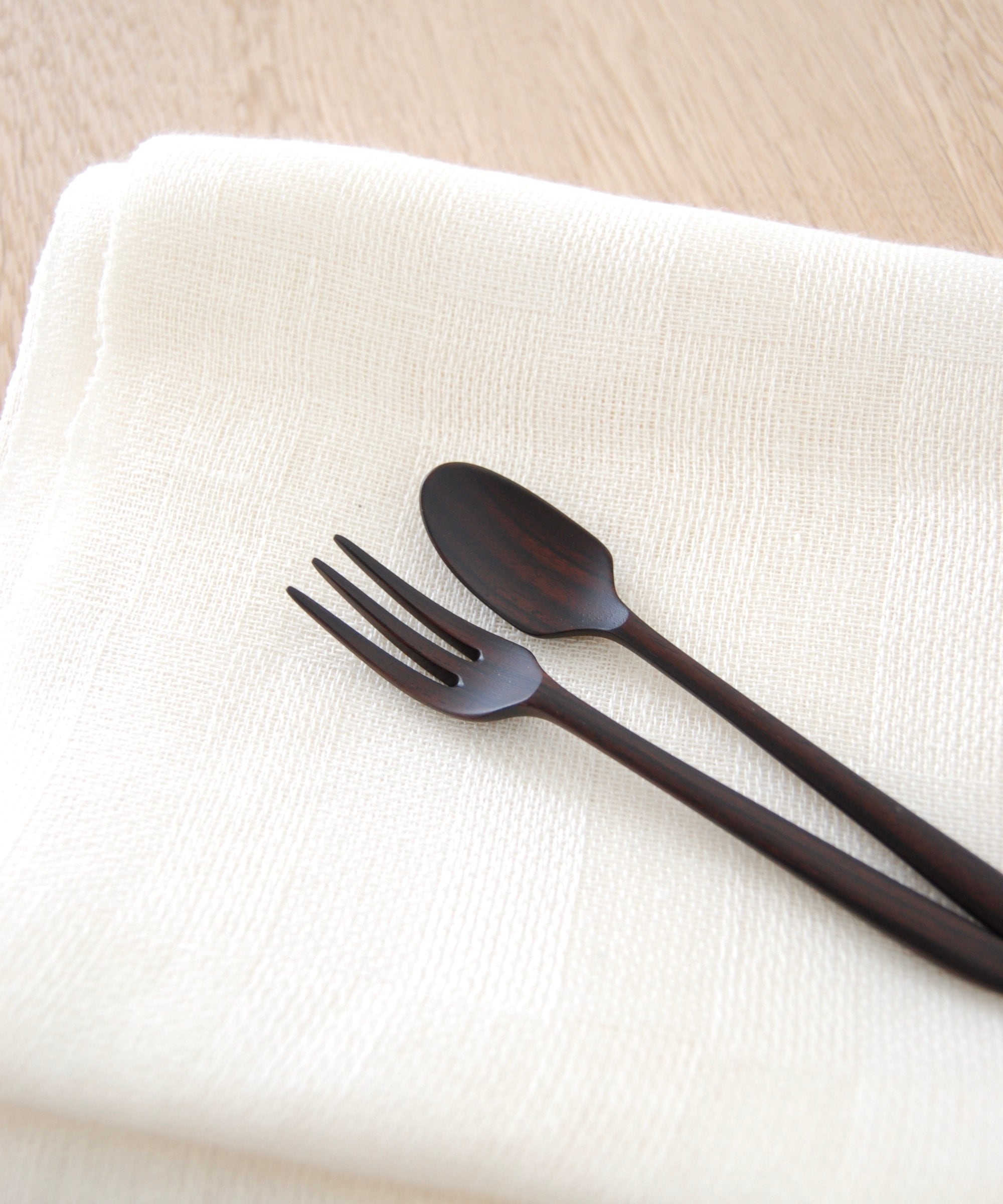 縞黒檀のデザートフォーク・スプーン / DOUBLE=DOUBLE FURNITURE