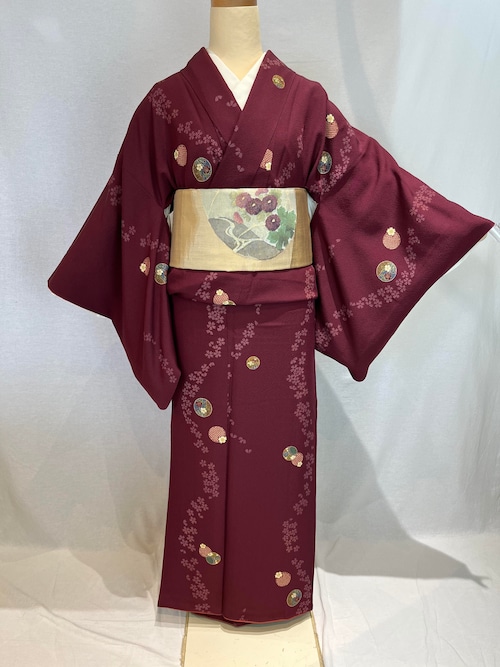 2148 ちりめん小紋 袷単品 Komon Kimono (lined kimono)
