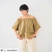 SINME  リネンオフショルダーブラウス　ベージュ