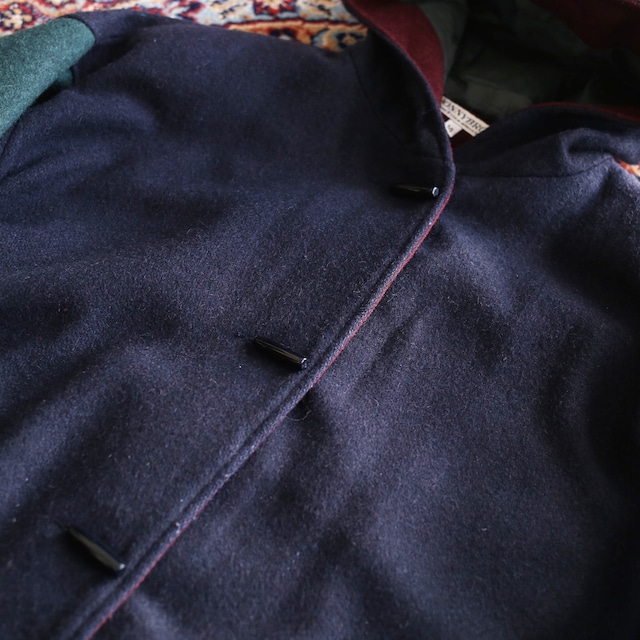 switching design hooded wool coat