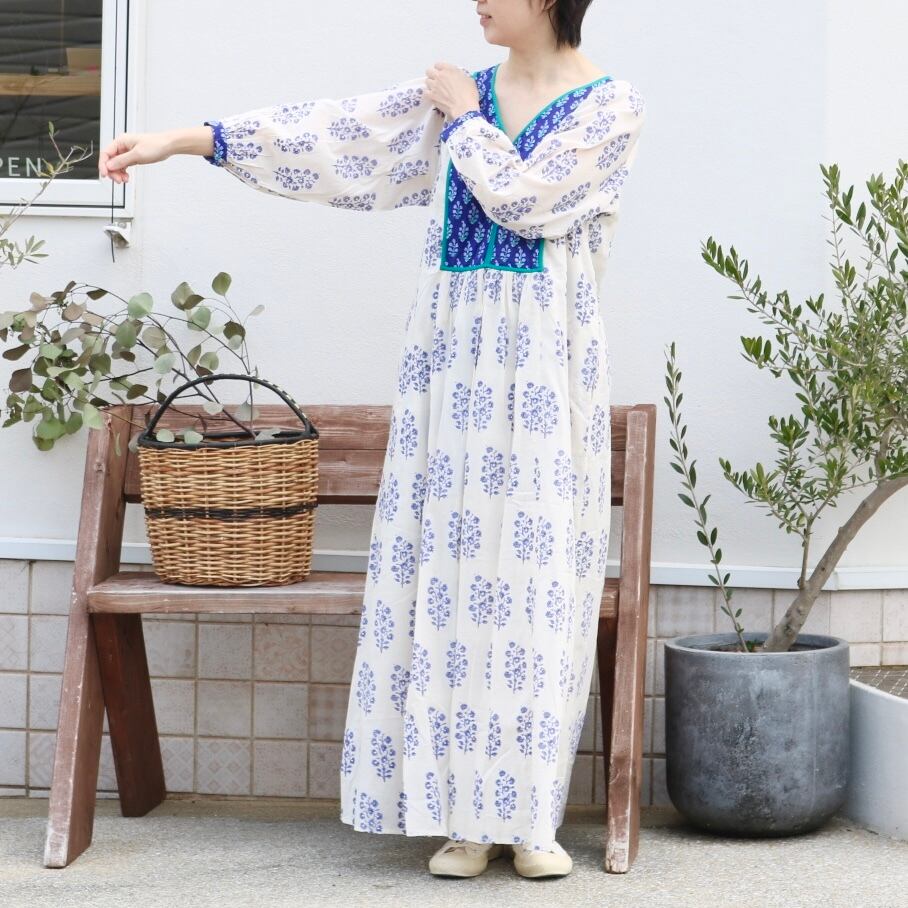 ne Quittez pas / Cotton Voile Ethnic Combination Print Gather 