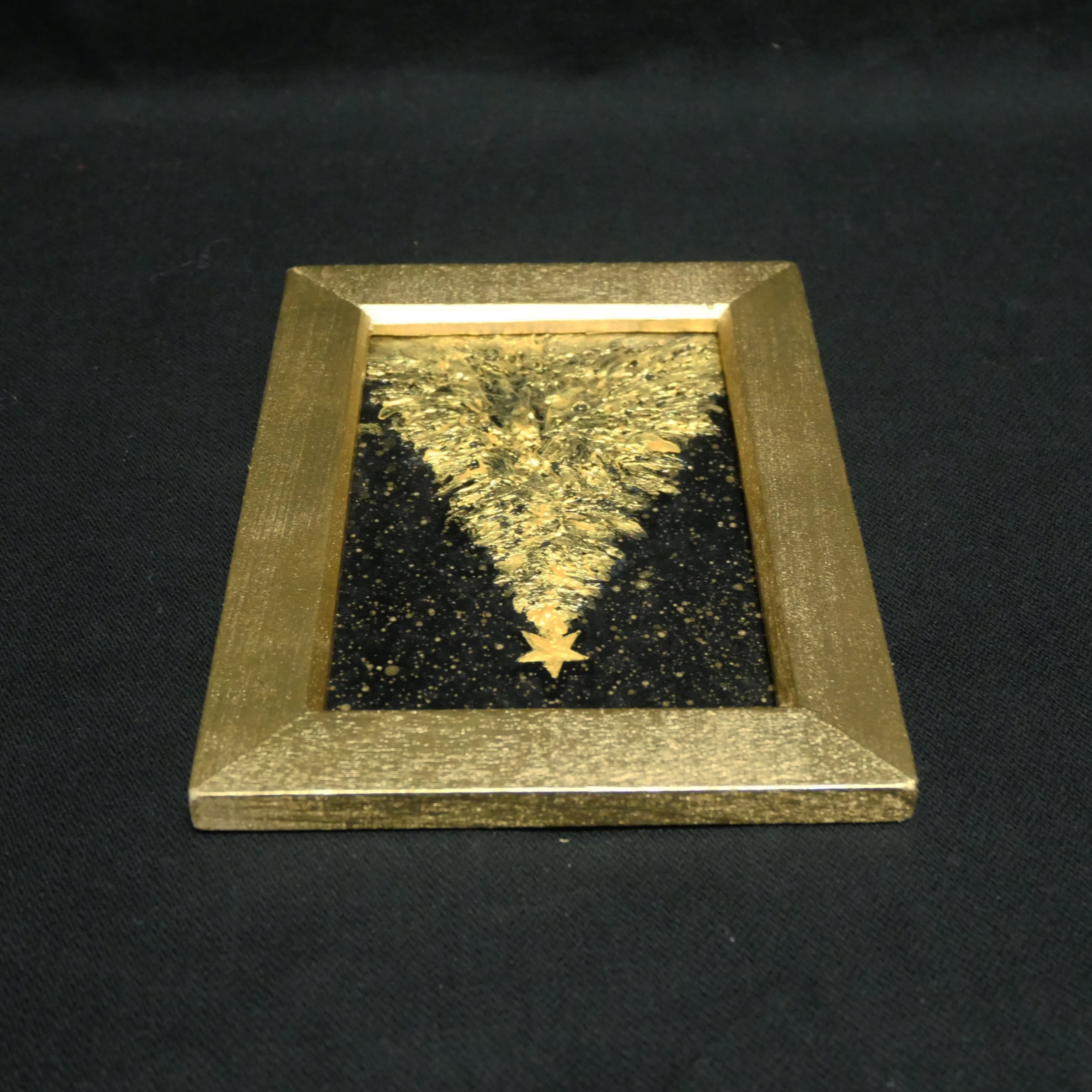 油絵 ミニ絵画【黄金クリスマスツリー】 | HIROSHI1990