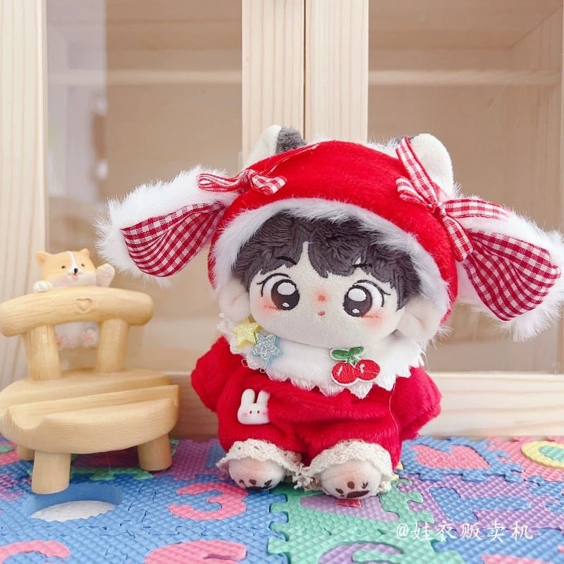 10cmぬい服】スターチェリーうさぎコーデ 10cm着せ替えぬいぐるみ用