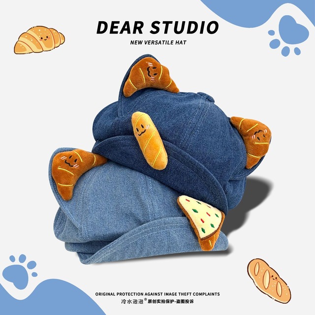 ♥クロワッサン型猫耳ベレー帽 ！【Dear studioシリーズ】★帽子★ 2color ハット ぼうし レディース デニム