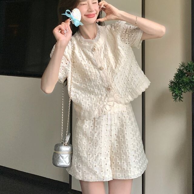 予約販売】セットアップ ジャケット ショートパンツ オフホワイト